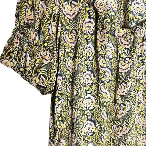 J. Crew Ruffle featherweight satin scoopneck top in dandelion swirl Size S - Picture 4 of 6